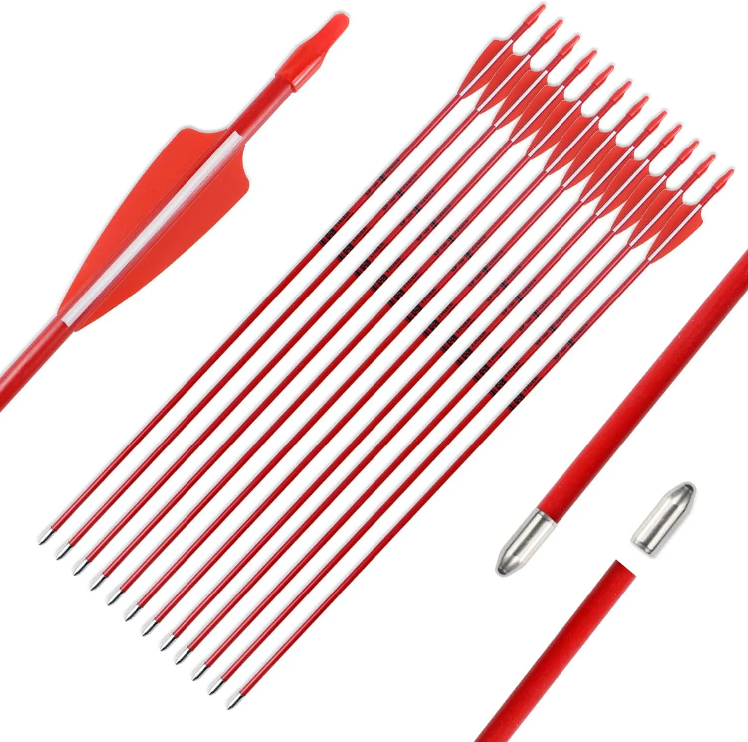 28inch Archery Fiberglass Youth Arrows for Recurve Bows- Beginners Adult and Youth Kids Arrows Practice