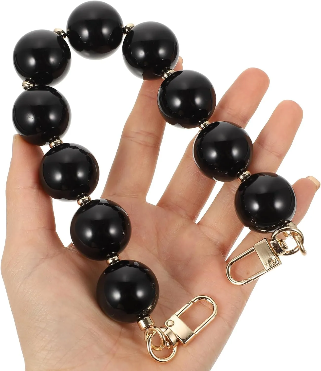 2pcs Bag Hand Chain Beaded Purse Chain Bag Chain Resin Bag Strap Chain Purse Chains for Handbags Pearl Bag Chain Purse Handles Bags Beaded Bag Alloy