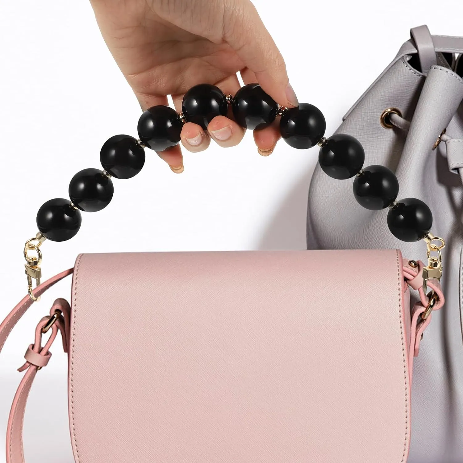 2pcs Bag Hand Chain Beaded Purse Chain Bag Chain Resin Bag Strap Chain Purse Chains for Handbags Pearl Bag Chain Purse Handles Bags Beaded Bag Alloy