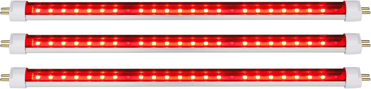 3 Pack 8W 12" LED T5 Red Visible Light Tube Replace Fluorescent F15T5HO face Tube Directly to Upgrade Your Tabletop Facial Unit