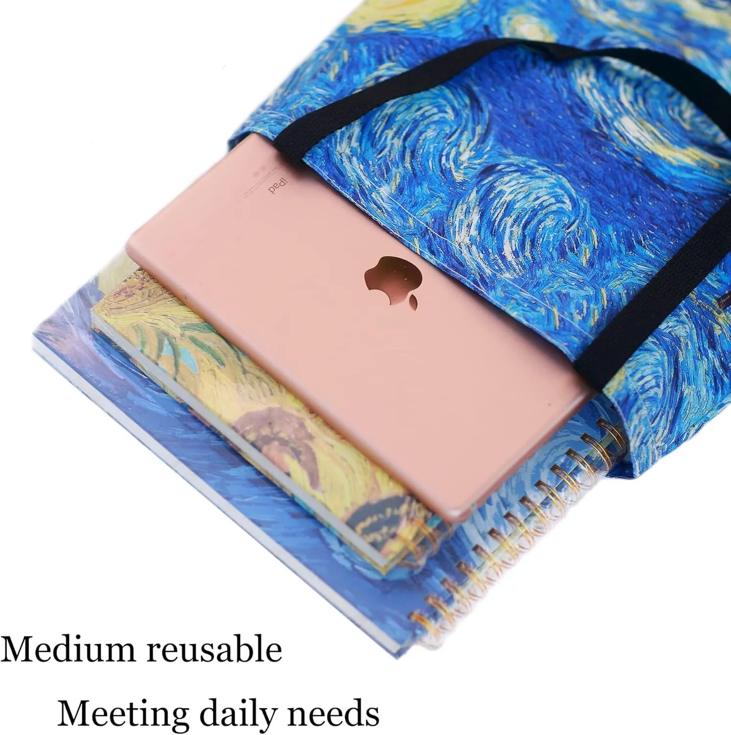 3 Pack Aesthetic Vintage Cute Tote Bag,Van Gogh Claude Monet Beach Alphonse Mucha Beach Travel Bags for Women