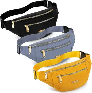 3 Pcs Waterproof Fanny Packs for Women and Men Waist Pack with Adjustable Strap Waist Pouch for Sports Running Exercise Walking Travel