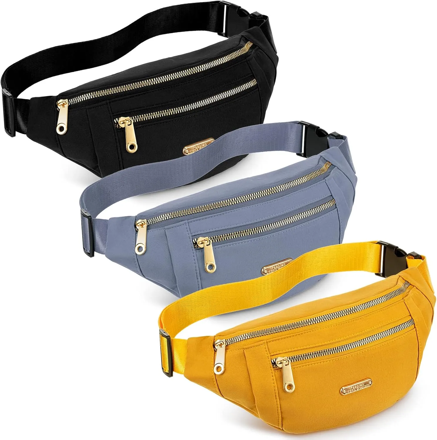 3 Pcs Waterproof Fanny Packs for Women and Men Waist Pack with Adjustable Strap Waist Pouch for Sports Running Exercise Walking Travel