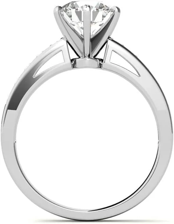 3.0Ct Cushion Moissanite Channel Engagement Ring With Lab Grown Diamond In14k Gold For Women,D-VVS1