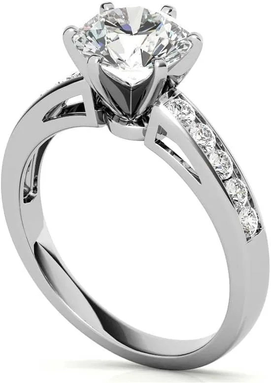 3.0Ct Cushion Moissanite Channel Engagement Ring With Lab Grown Diamond In14k Gold For Women,D-VVS1
