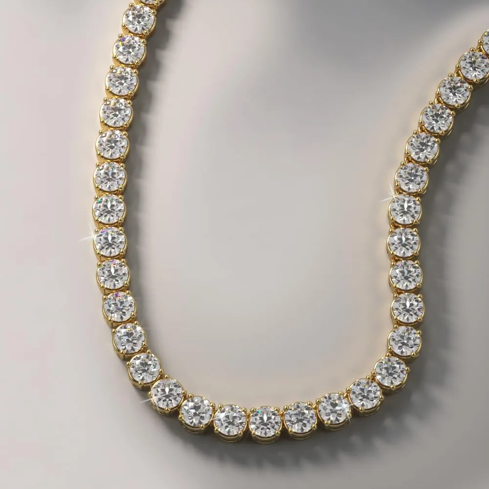 35 Ct. Avariah 14k Solid Yellow Gold Natural Round Brilliant Shape Timeless Dreams Riviera Diamond Necklace 20" (F-G Color, VS1-VS2 Clarity)