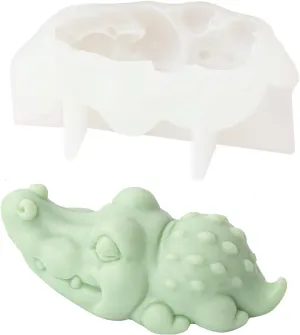 3D Crocodile Silicone Mold Animal Candle Soap Mold Cute Crocodile Silicone Mold for Fondant, Chocolate, Cake Decor, Candle, Soap, Polymer Clay, Plaster Ornament, Resin Art (Crocodile)