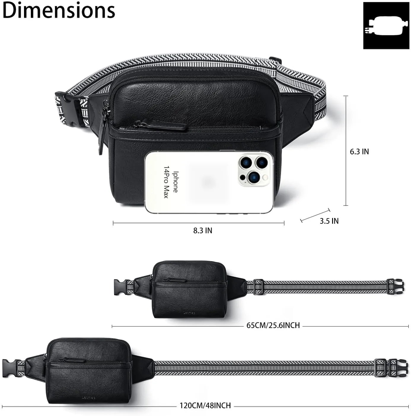 3L Fanny Packs Belt Bag for Women Small Everywhere Crossbody Bag Waist Bag Faux Leather Sling Chest Bag Purse