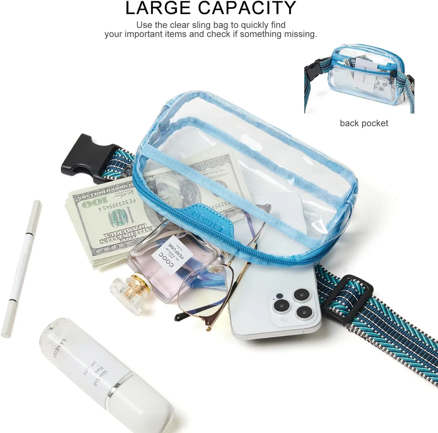 3L Fanny Packs Belt Bag for Women Small Everywhere Crossbody Bag Waist Bag Faux Leather Sling Chest Bag Purse
