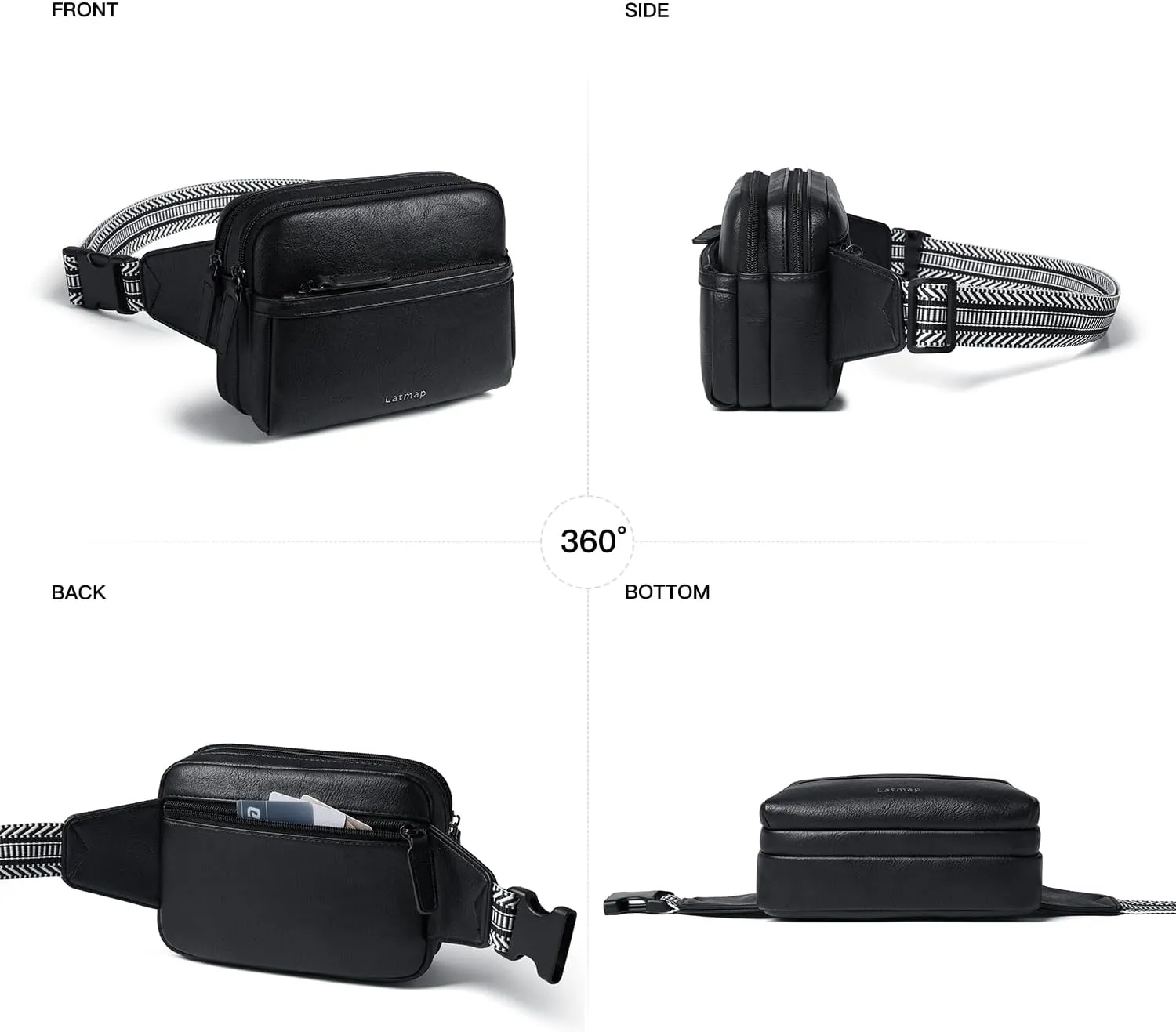 3L Fanny Packs Belt Bag for Women Small Everywhere Crossbody Bag Waist Bag Faux Leather Sling Chest Bag Purse