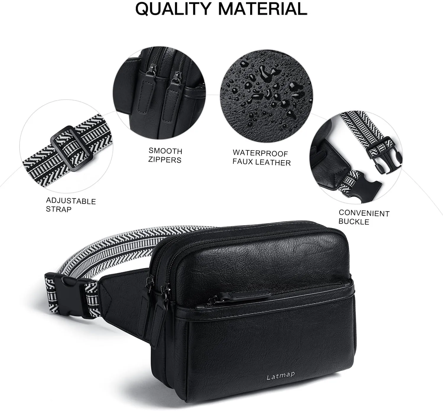 3L Fanny Packs Belt Bag for Women Small Everywhere Crossbody Bag Waist Bag Faux Leather Sling Chest Bag Purse