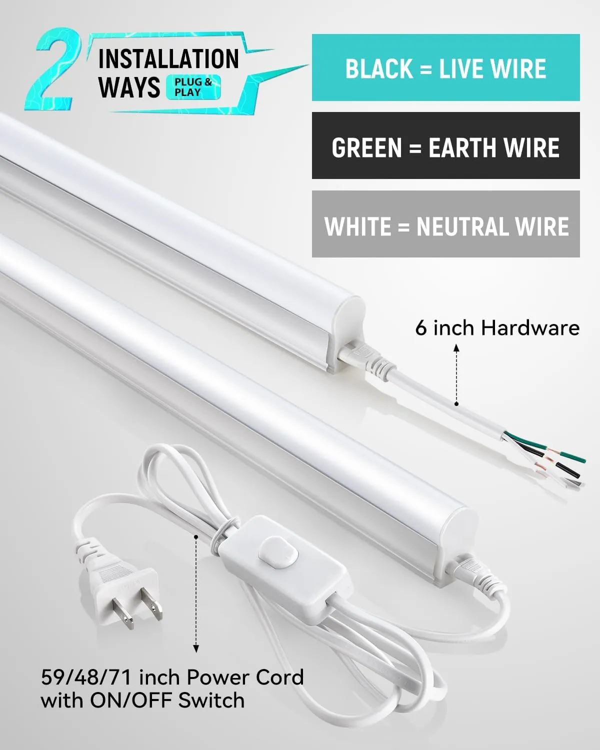 (4 Pack) 4FT T5 LED Shop Light,6500K,20W,2300LM(Super Bright White) Linkable LED Integrated Fixture,Garage Ceiling and Cabinet Light,Strip Light,Corded Electric with ON/Off Switch