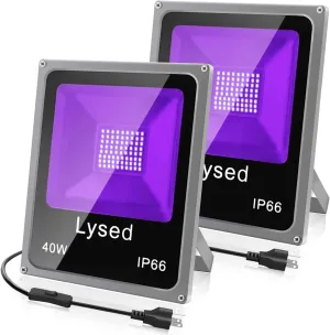 40W Black Lights for Glow Party, Blacklight Flood Light with Plug, IP66 Waterproof LED Black Light for Halloween, Blacklight Party (2 Pack)