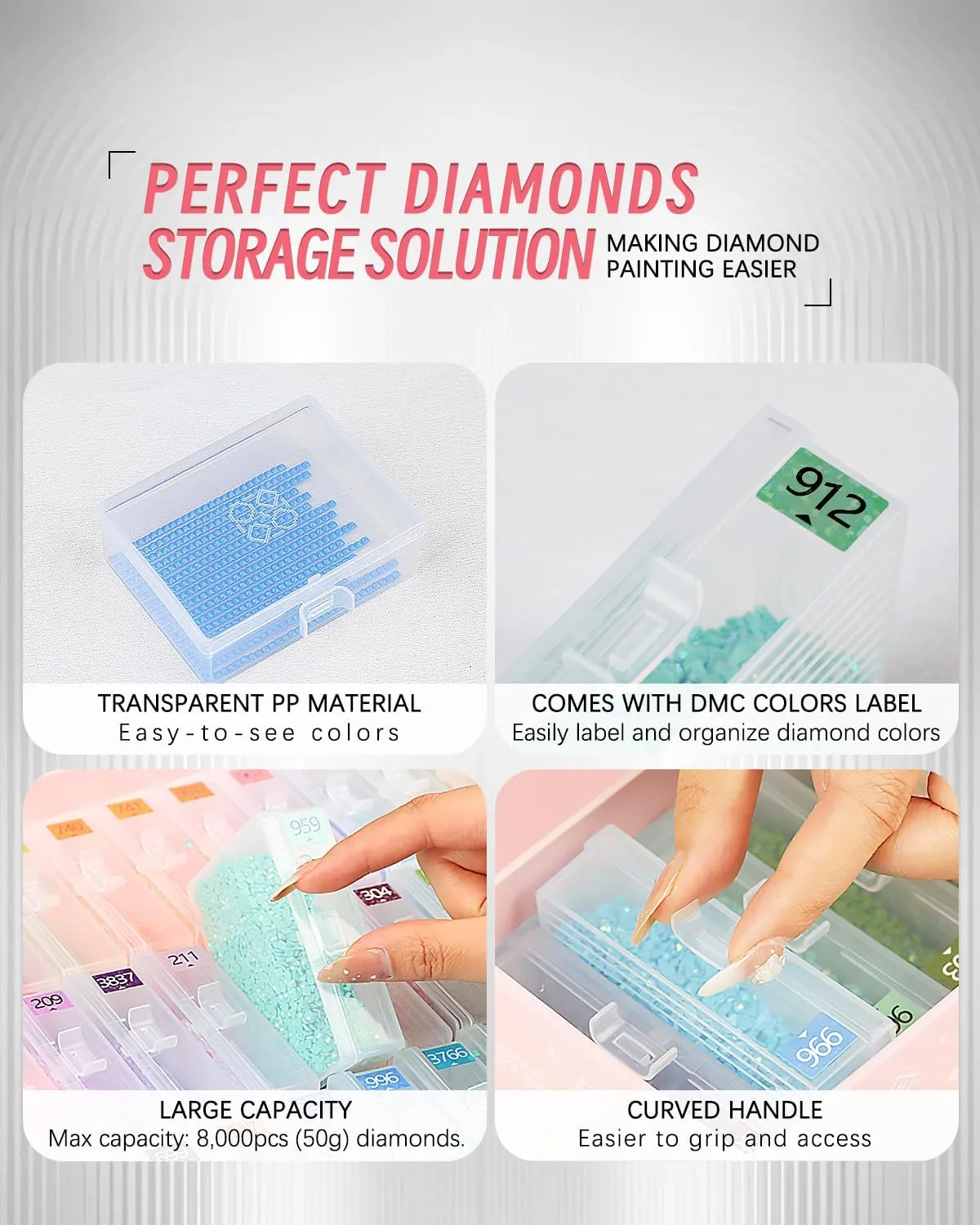 45pcs Diamond Painting Storage Containers Trays, Diamond Painting Accessories Diamond Painting Trays with Lids, 2-in-1 Storage and Diamond Art Trays, Bead Storage & Line-Up, Box Package