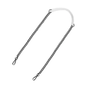 47" Iron Flat Chain Strap Purse Shoulder Cross Body DIY Replacement(White Grey) - White Strap, Grey Chain