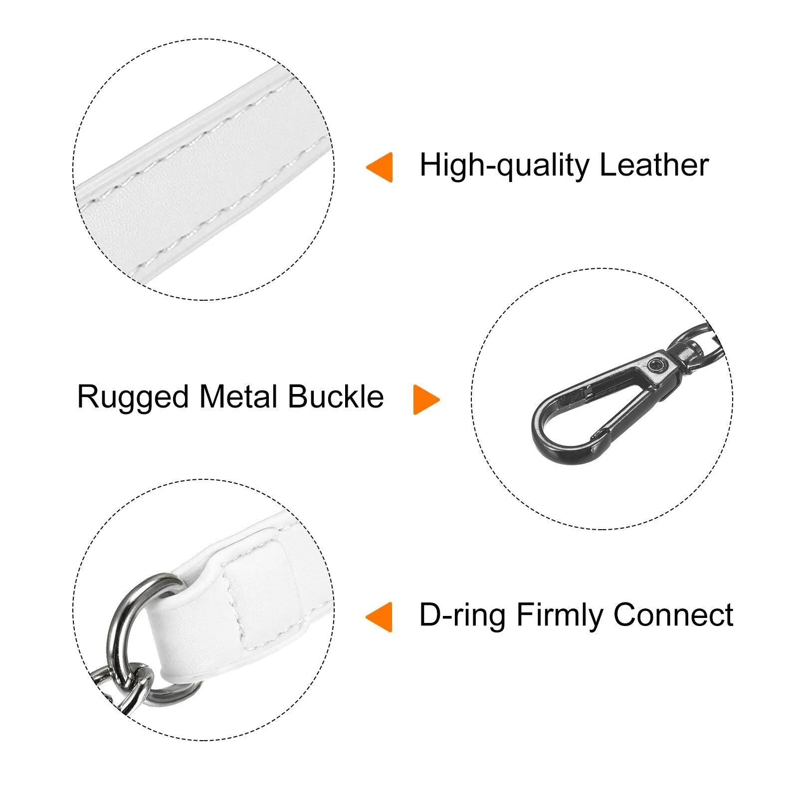 47" Iron Flat Chain Strap Purse Shoulder Cross Body DIY Replacement(White Grey) - White Strap, Grey Chain