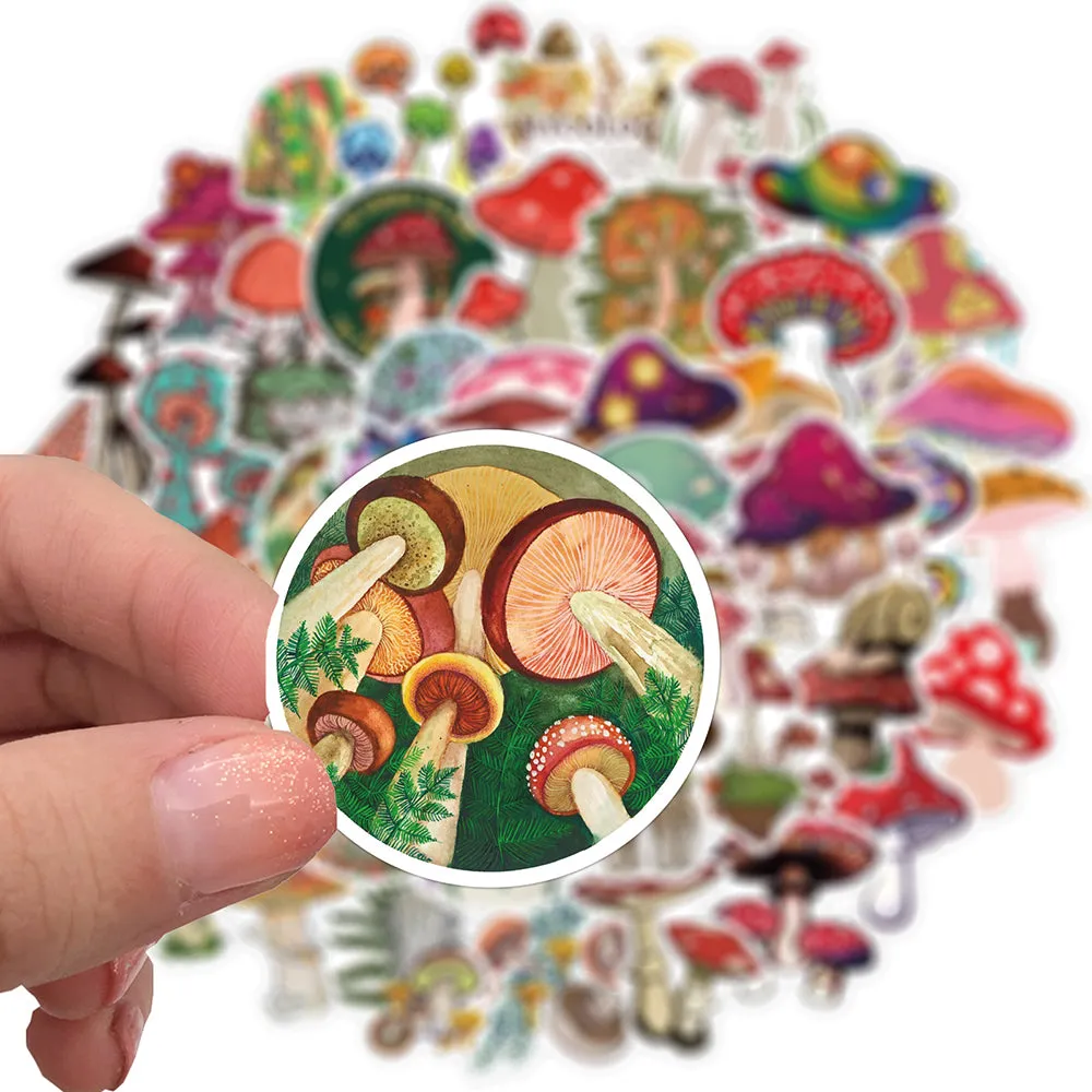 50PCS Cartoon Mushroom Plant Graffiti Stickers Cute Travel Skateboard Suitcase Guitar Luggage Laptop Funny Sticker Decals