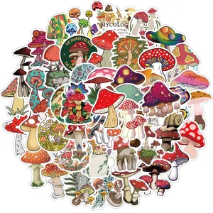 50PCS Cartoon Mushroom Plant Graffiti Stickers Cute Travel Skateboard Suitcase Guitar Luggage Laptop Funny Sticker Decals