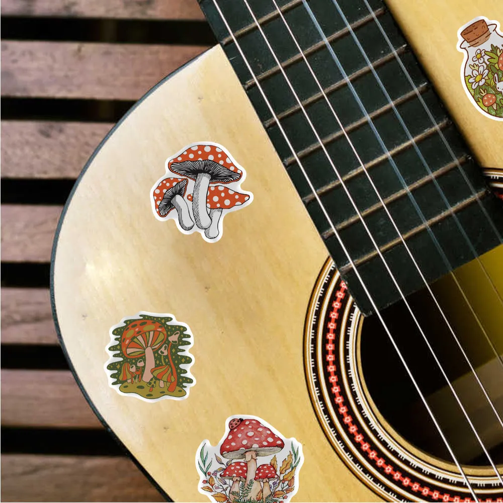 50PCS Cartoon Mushroom Plant Graffiti Stickers Cute Travel Skateboard Suitcase Guitar Luggage Laptop Funny Sticker Decals