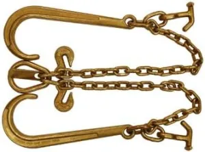 5/16'' J Hook Tow Chain Long Shank 2' Leg w/T-J hooks Pear Link Grab Hooks