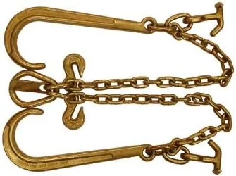 5/16'' J Hook Tow Chain Long Shank 2' Leg w/T-J hooks Pear Link Grab Hooks