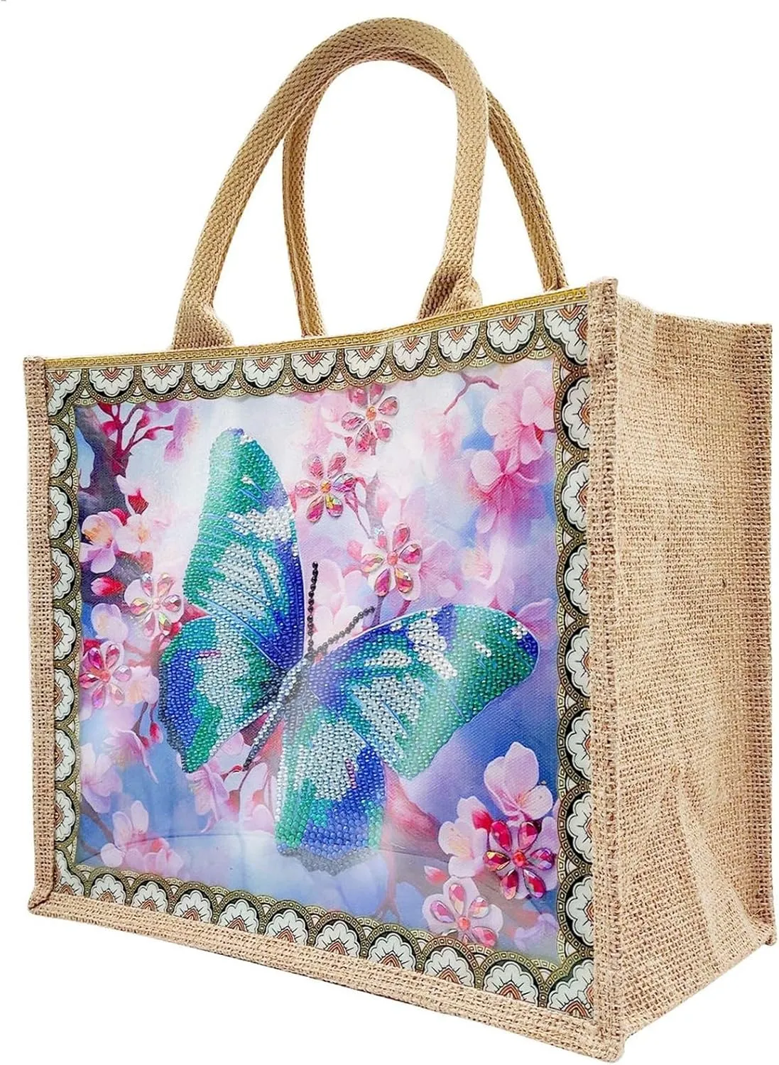 5D Art Painting Tote Bag Kit, DIY 5D Art Painting Handbag Kits, Diamond Art Bag for Home Organizer (Single Side Dot Diamond)
