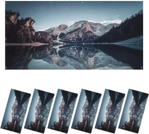 6 Pack Fluorescent Light Covers for Ceiling Light Night Vintage Landscape Stars Lake Mountain braies Italy Light Filters for Classroom Office Home 4' x 2' Decorative Magnetic Light Cover