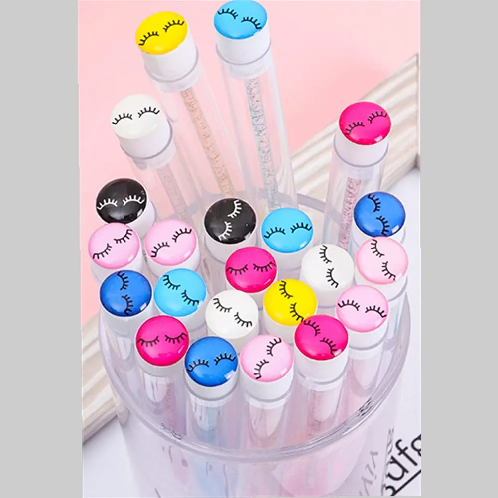 60 Pcs Mix Colored Lash Pattern Lash Disposable Mascara Brushes Diamond Eyelash Spoolies Makeup Brush Mascara Wand in Sanitary Tube Lash Supplies