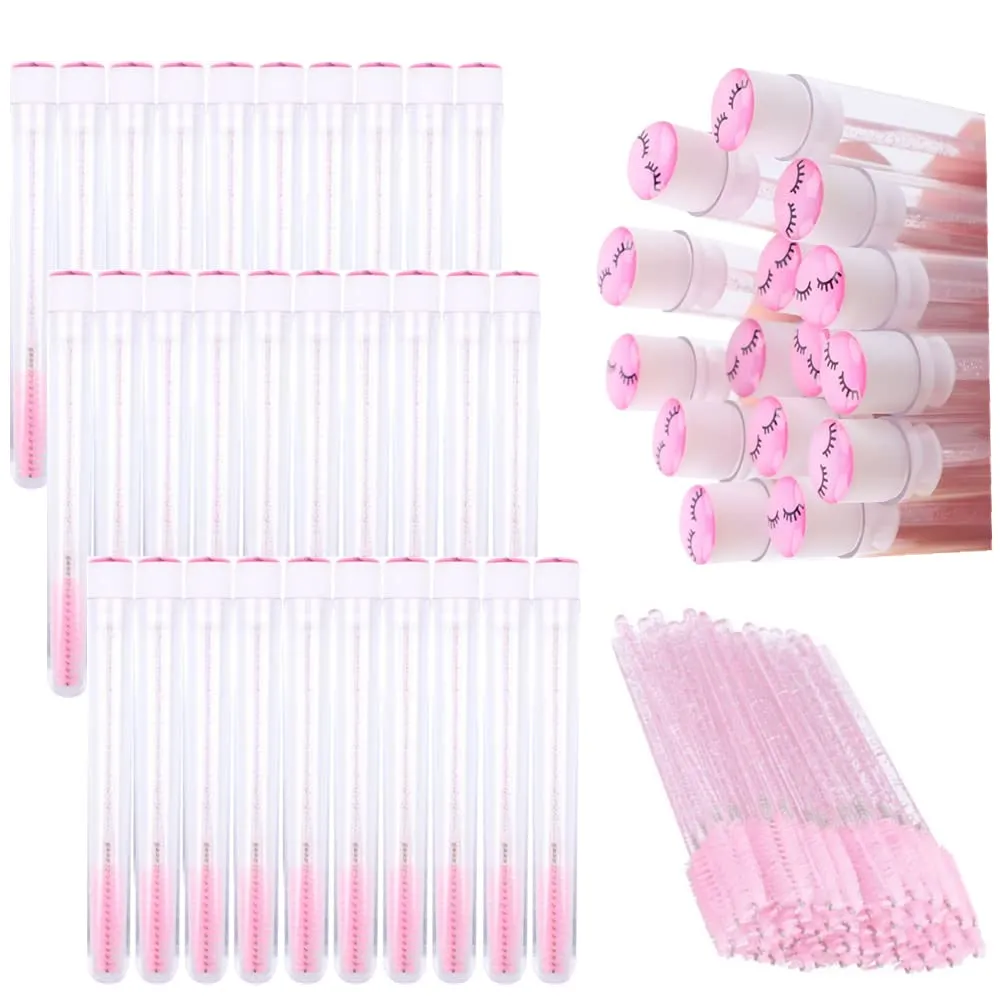 60 Pcs Mix Colored Lash Pattern Lash Disposable Mascara Brushes Diamond Eyelash Spoolies Makeup Brush Mascara Wand in Sanitary Tube Lash Supplies