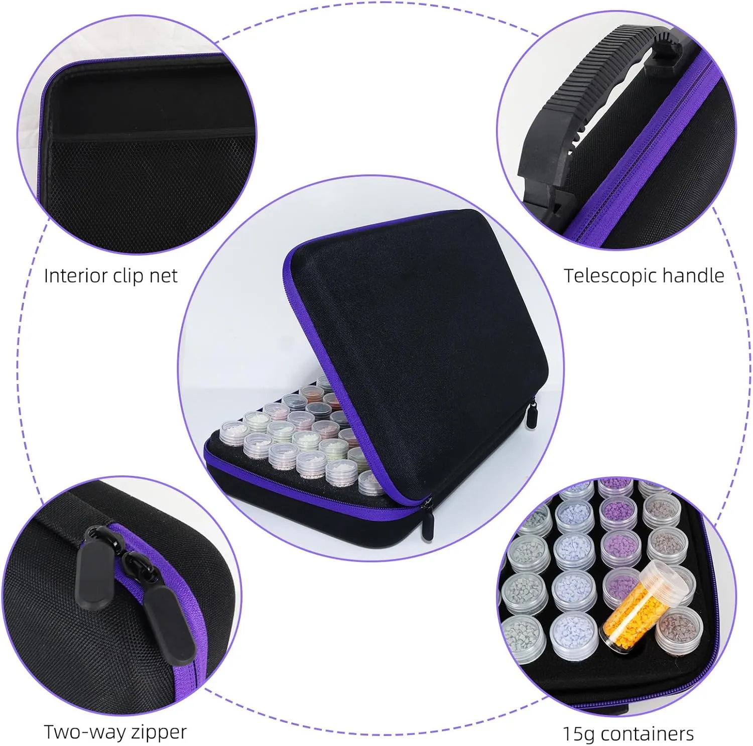 60 Slots Diamond Art Storage Containers with diamond Painting Tools and Portable Bead Storage Box, Shockproof Organizer and Diamond Art Tools bag, For Advanced Diamond Artists and Beginners