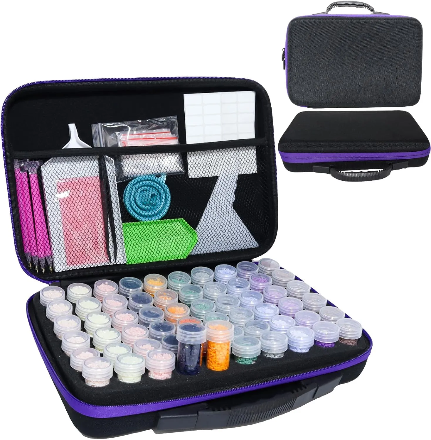 60 Slots Diamond Art Storage Containers with diamond Painting Tools and Portable Bead Storage Box, Shockproof Organizer and Diamond Art Tools bag, For Advanced Diamond Artists and Beginners