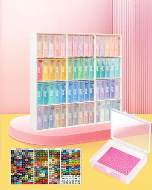 60pcs Diamond Art Storage Containers Trays ＆ Stand, Diamond Painting Accessories Diamond Painting Trays with Lids, 2-in-1 Diamond Art Tray and Beads Storage, Beads Gem Art Tools Storage Rack