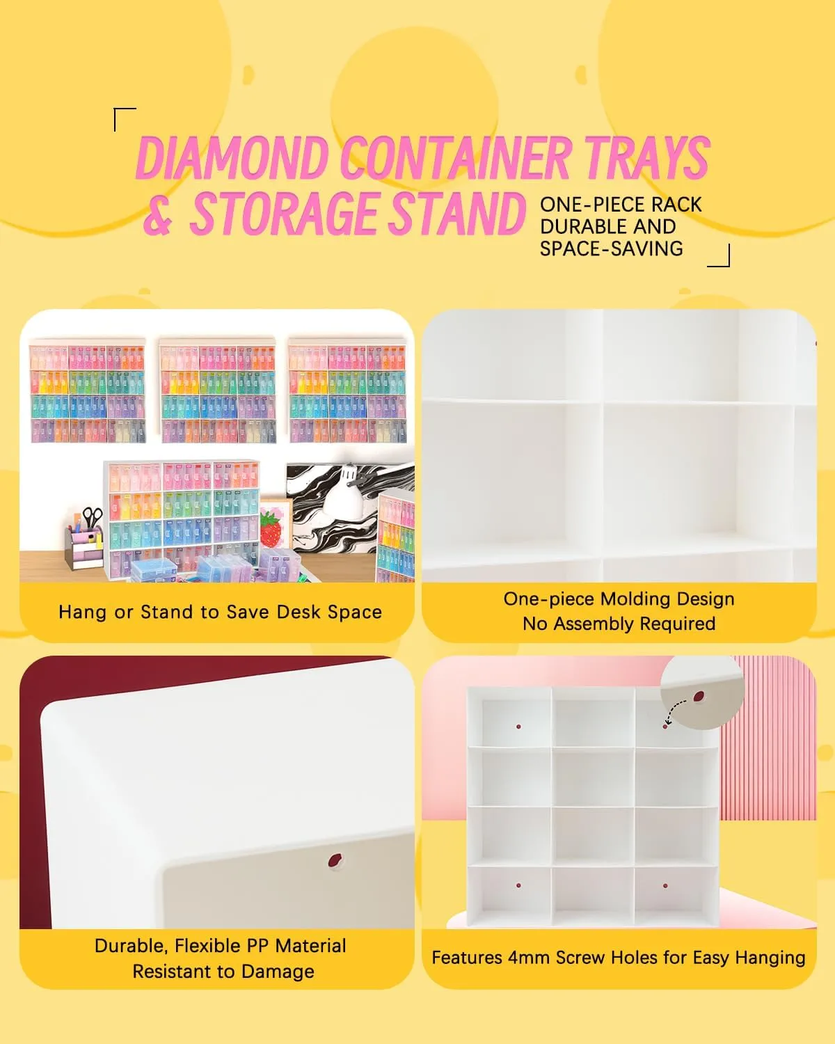60pcs Diamond Art Storage Containers Trays ＆ Stand, Diamond Painting Accessories Diamond Painting Trays with Lids, 2-in-1 Diamond Art Tray and Beads Storage, Beads Gem Art Tools Storage Rack