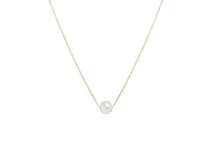 9ct Yellow Gold Slider White Pearl Necklace 18"
