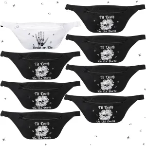 Abbylike 8 Pcs Bride or Die Bachelorette Party Fanny Pack Till Death Do Us Party Fanny Pack Gothic Skeleton Bachelorette Adjustable Waist Bags Funny Bachelorette Party Favors for Wedding Gifts