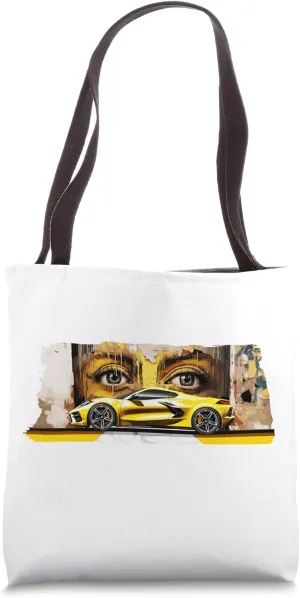 Accelerate Yellow C8 Supercar Sportscar Muscle Car C8 Tote Bag