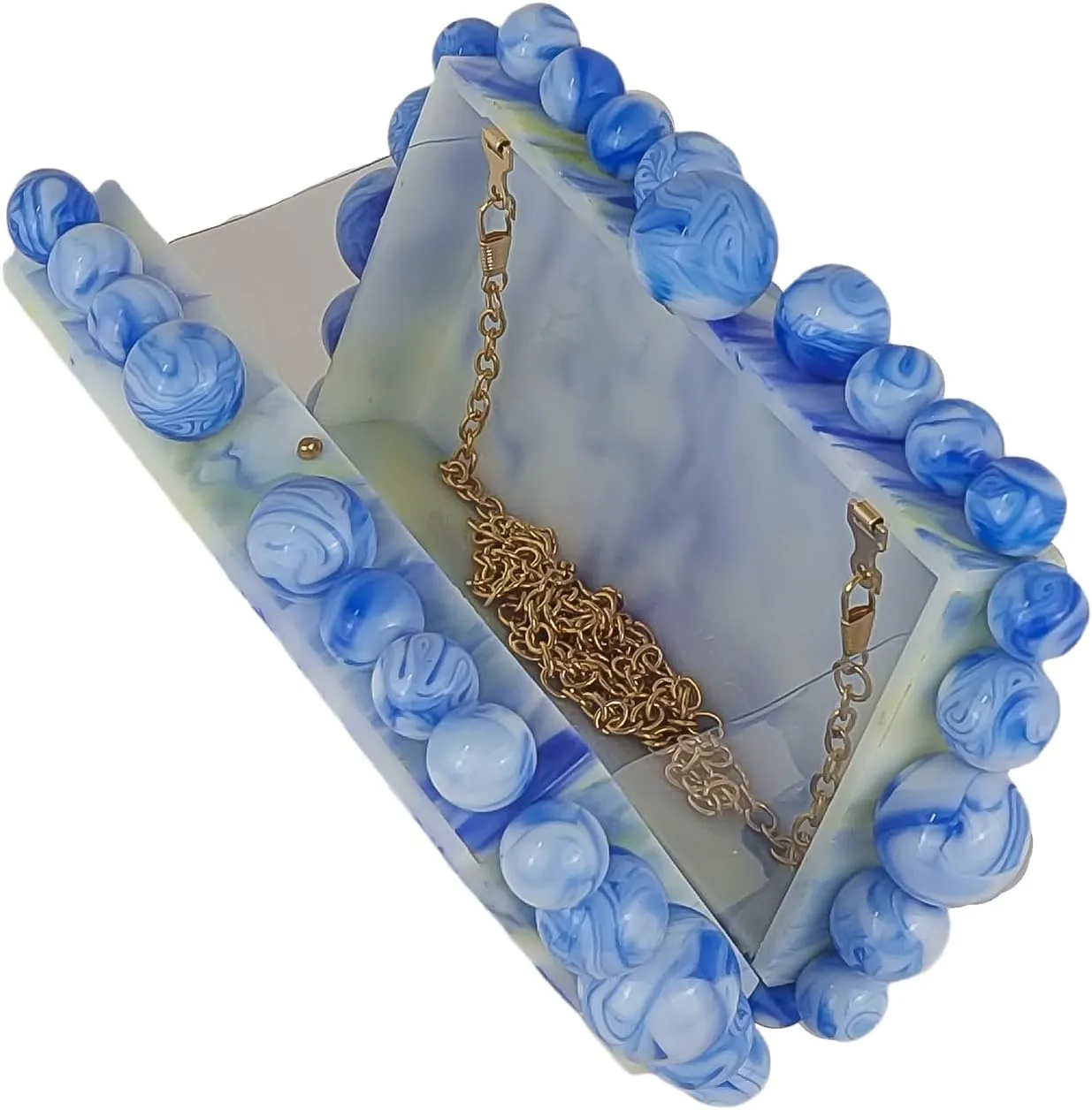 Acrylic Evening Handbag Marble Box Clutch Purse Women Beaded Party Prom Cocktail Bag