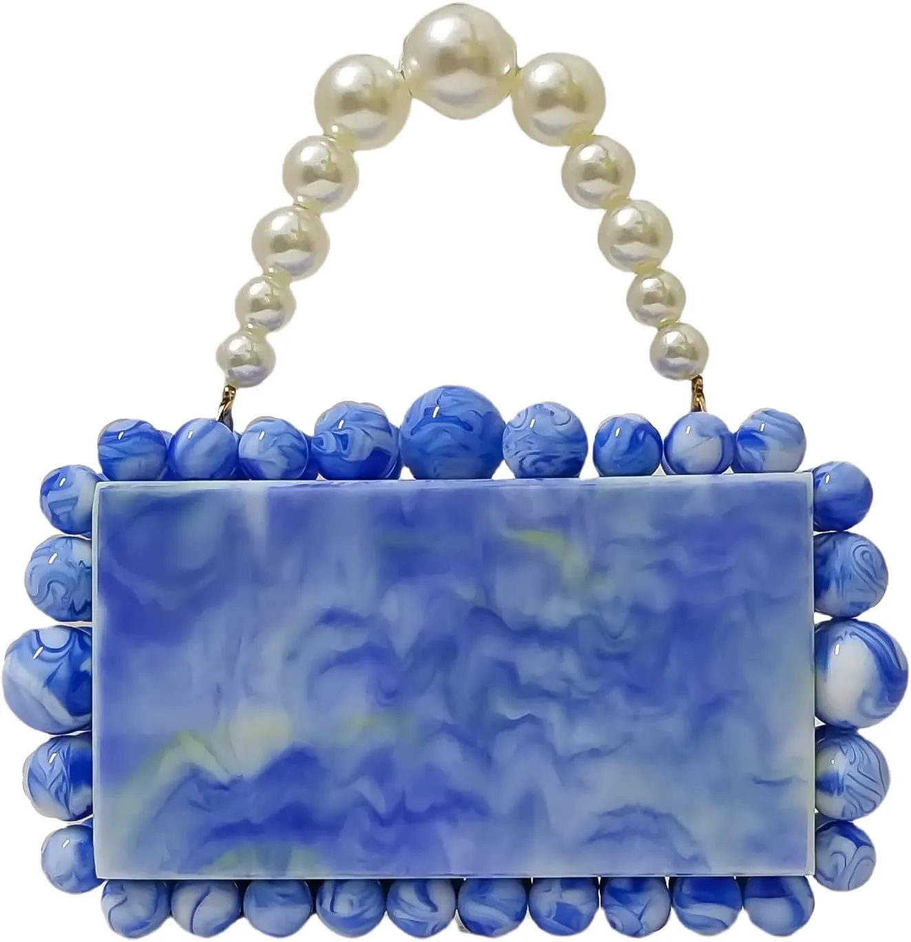 Acrylic Evening Handbag Marble Box Clutch Purse Women Beaded Party Prom Cocktail Bag