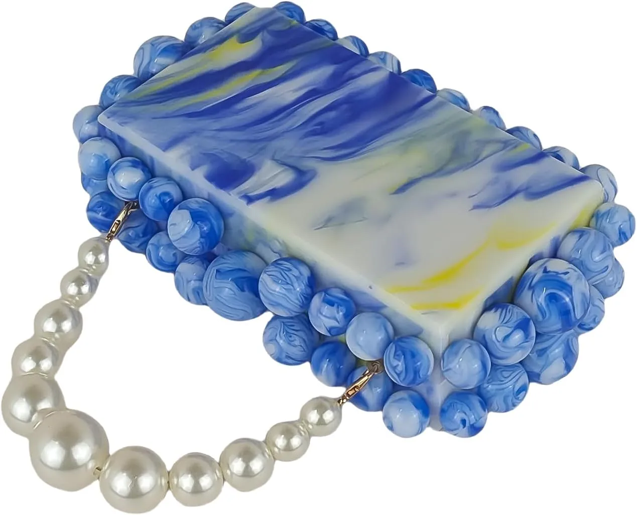 Acrylic Evening Handbag Marble Box Clutch Purse Women Beaded Party Prom Cocktail Bag