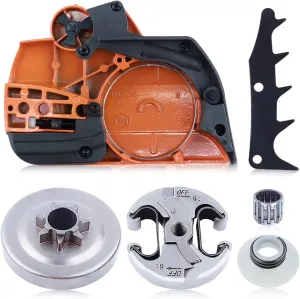 Adefol Chainsaw Brake Clutch Cover and .325" 7T Clutch Drum For Husqvarna 445 450 with Worm Gear Needle Bearing Felling Dog Spike Replacement Parts for 544097902, 578097901, 503931801