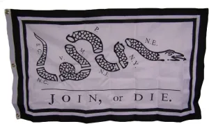 AES 3x5 Embroidered Join Or Die Gadsden Benjamin White 600D 2ply Nylon Flag 3'x5' House Banner Double Stitched Fade Resistant Premium Quality