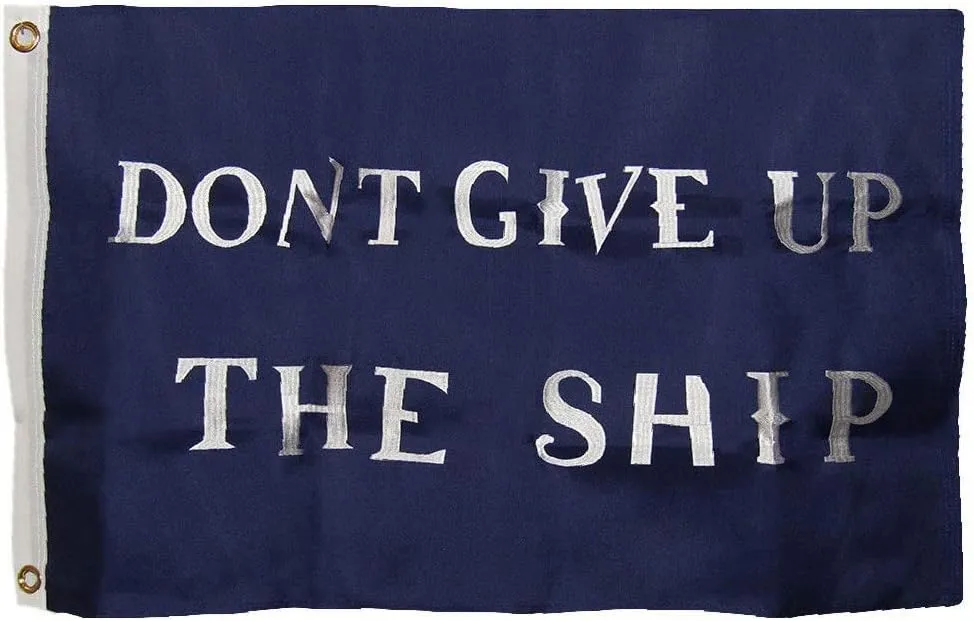 AES 3x5 Embroidered Sewn Commodore Perry Don't Give Up The Ship Cotton Flag 3'x5'