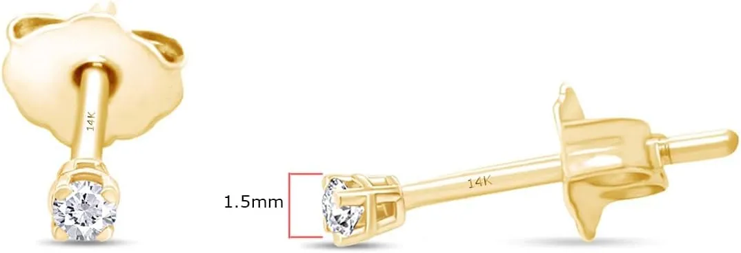 AFFY Round Natural Diamond Stud (IGI Certified 0.70 ct & up) Plus Quality Friction Back Earrings in 14k Solid Gold, 0.04 Ctw - 2.00 Ctw, Gift For Her