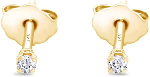 AFFY Round Natural Diamond Stud (IGI Certified 0.70 ct & up) Plus Quality Friction Back Earrings in 14k Solid Gold, 0.04 Ctw - 2.00 Ctw, Gift For Her