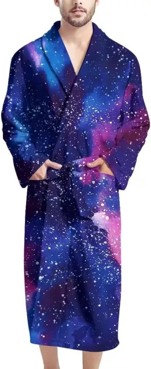 AFPANQZ Men's Bathrobe Big and Tall Full Length Sleepwear Long Sleeve Lightweight Pajama Shawl Robe with Pockets Nightgown