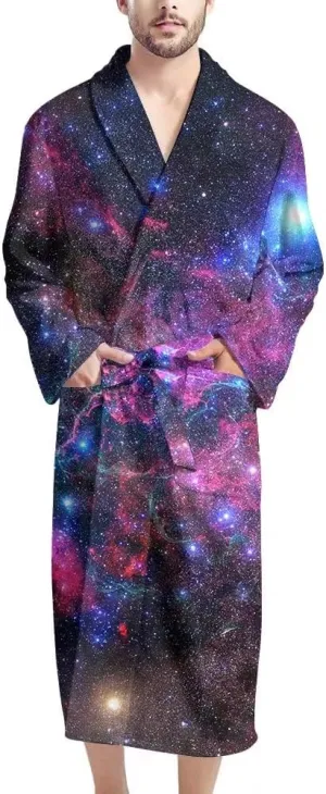 AFPANQZ Men's Bathrobe Big and Tall Full Length Sleepwear Long Sleeve Lightweight Pajama Shawl Robe with Pockets Nightgown