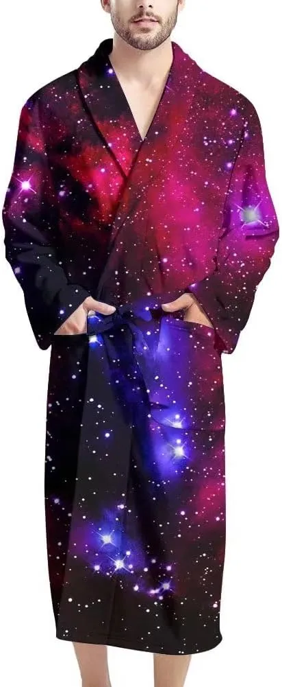 AFPANQZ Men's Bathrobe Big and Tall Full Length Sleepwear Long Sleeve Lightweight Pajama Shawl Robe with Pockets Nightgown
