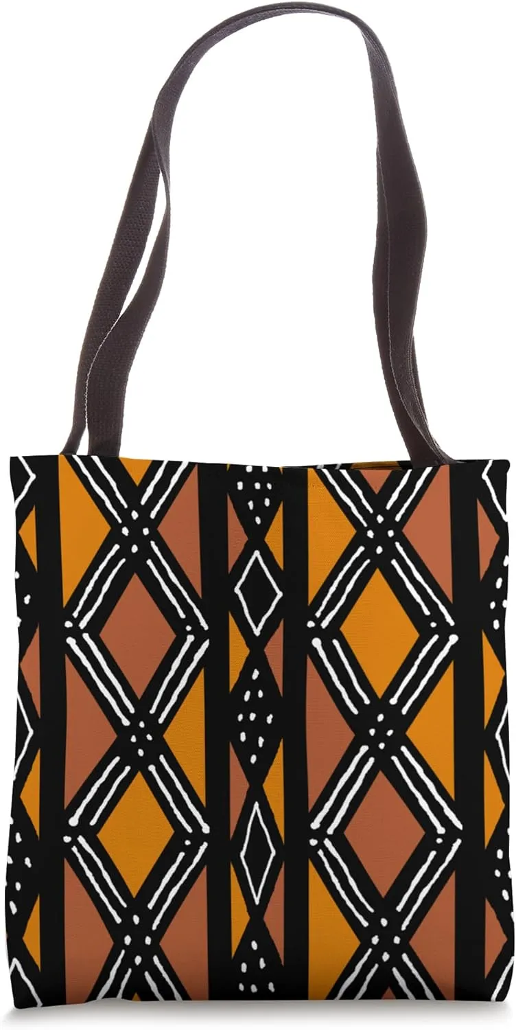 African Motif Print Ankara Mali Bogolan Mudcloth Tote Bag