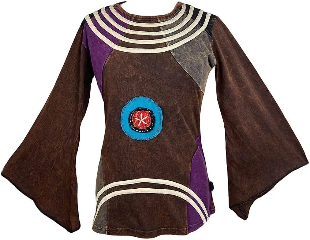 Agan Traders 2025 Spring Cotton Boho Bohemian Rib Top Blouse