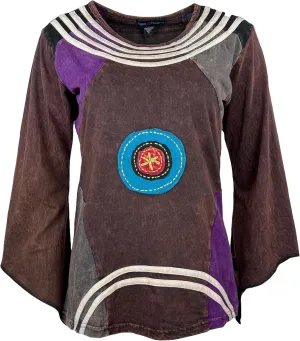 Agan Traders 2025 Spring Cotton Boho Bohemian Rib Top Blouse